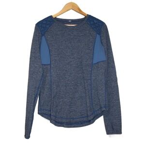 Lululemon Athletica‎ Ice Queen Long Sleeve Top Quilted Shoulders Thumbholes Blue